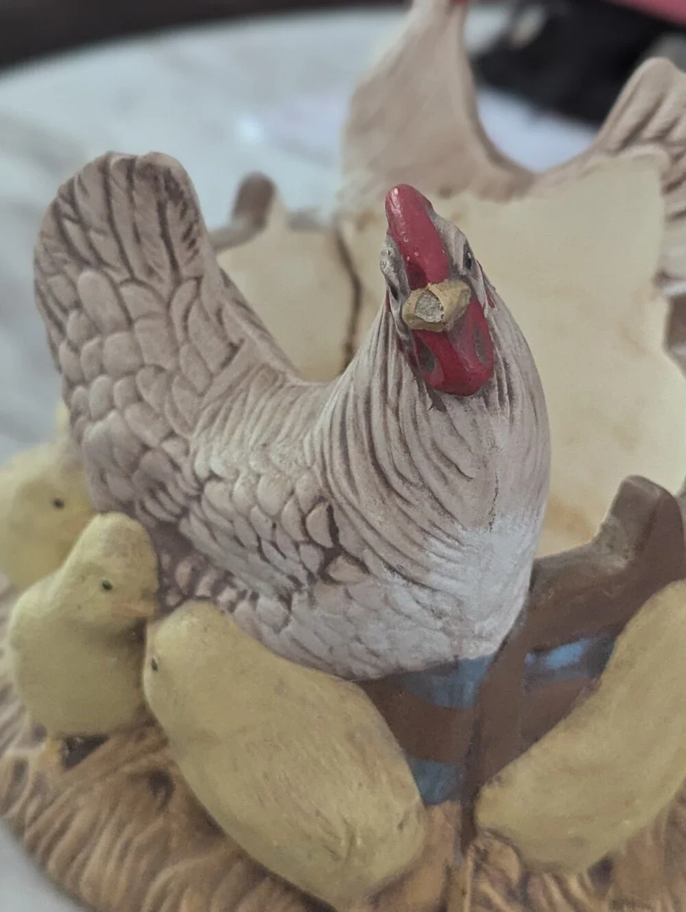 Vintage Hen Chicks Egg Basket Holder Farmhouse Chicken Planter Easter Country De